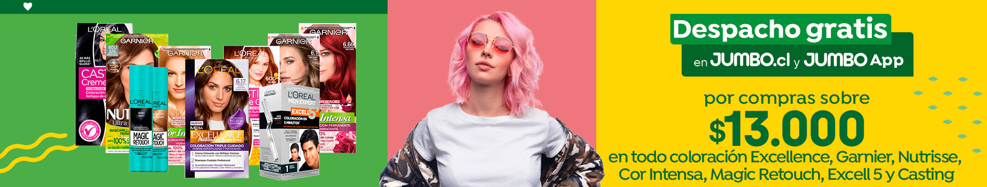 Dsp $1 - Por compras sobre 13.000 en todo coloración Excellence, Garnier, Nutrisse, Cor Intensa, Magic Retouch, Excell 5 y Casting) - 01/03/2021 al 07/03/2021