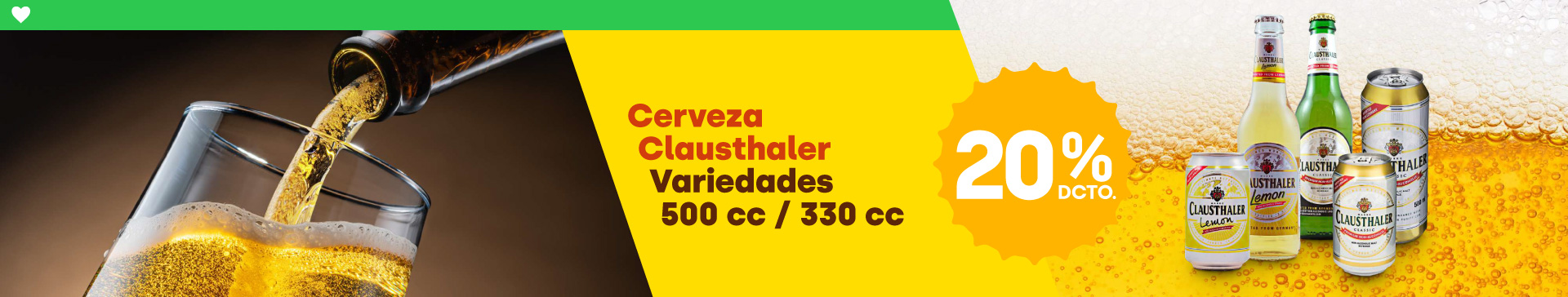 CERVEZA CLAUSTHALERVARIEDADES 500 CC/ 330 CC CON 20% DE DESCUENTO