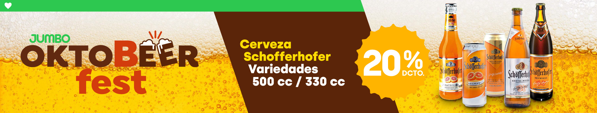 CERVEZA SCHOFFERHOFER VARIEDADES 500 CC/ 330 CC CON 20% DE DESCUENTO