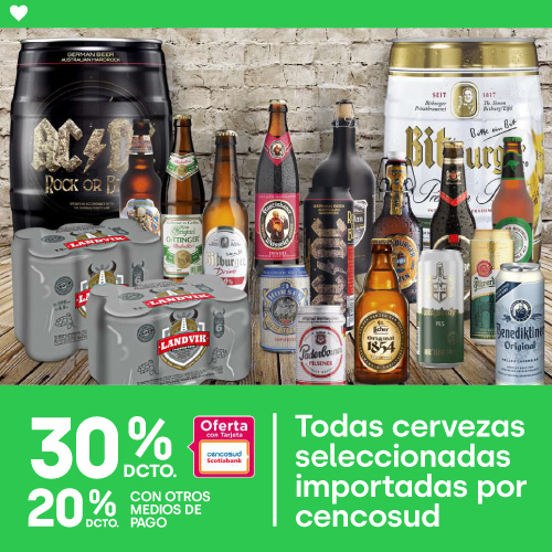 Todas cervezas seleccionadas importadas por cencosud