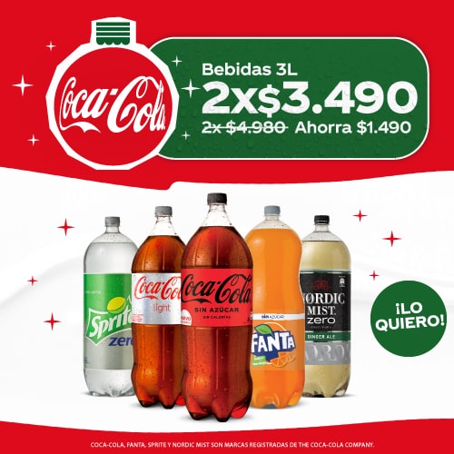 Bebidas 3L 2x $3.490c/u