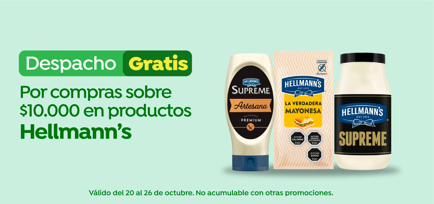 UNILEVER - DESPACHO GRATIS POR COMPRAS SOBRE $10.000 EN HELLMANN'S