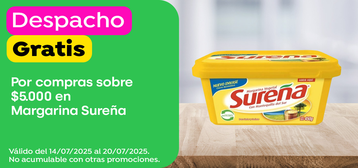 Dsp gratis - WATTS- DESPACHO GRATIS EN MARGARINA SUREÑA POR COMPRAS SOBRE $5.000 - 14-07-2025 al 20-07-2025