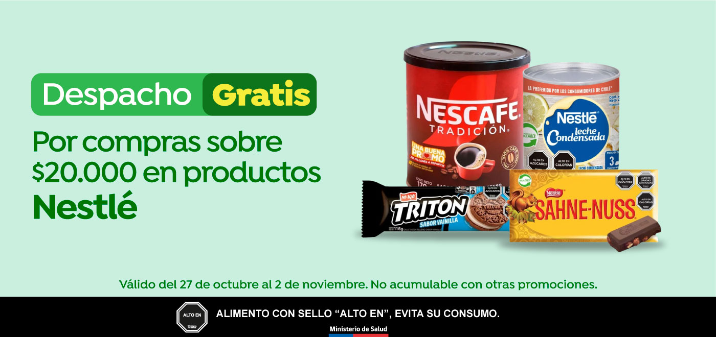Dsp gratis - NESTLÉ - Por compras sobre $20.000 en productos Nestlé - 27-10-2025 al 02-11-2025