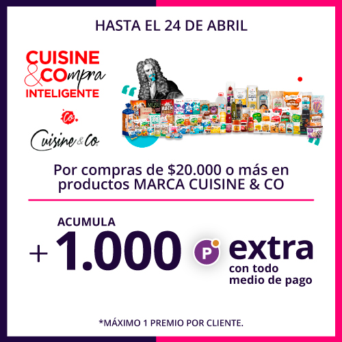 Compras desde $20.000 en Cuisine&Co acumula 1.000 Puntos Extra