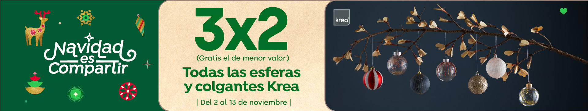 Todas las esferas y colgantes de navidad Krea 3x2