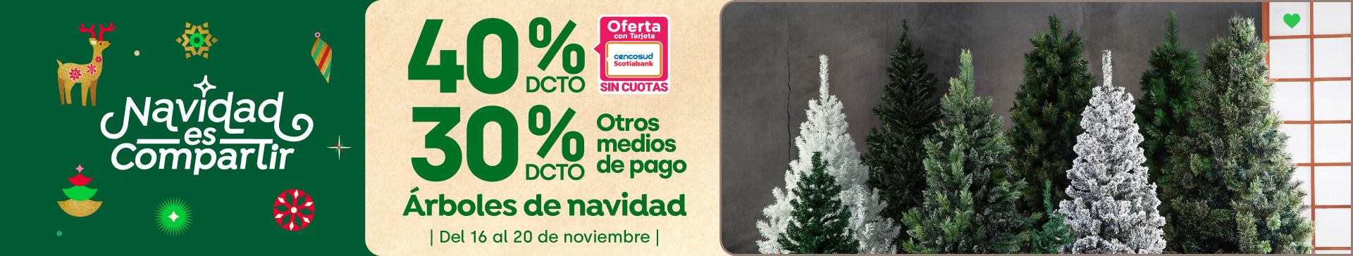 Árboles de navidad Krea 40%dcto TC y 30%dcto TMP