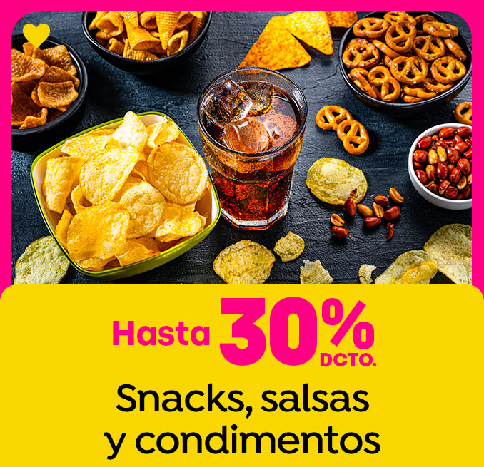 Snacks, salsas y condimentos hasta 30%