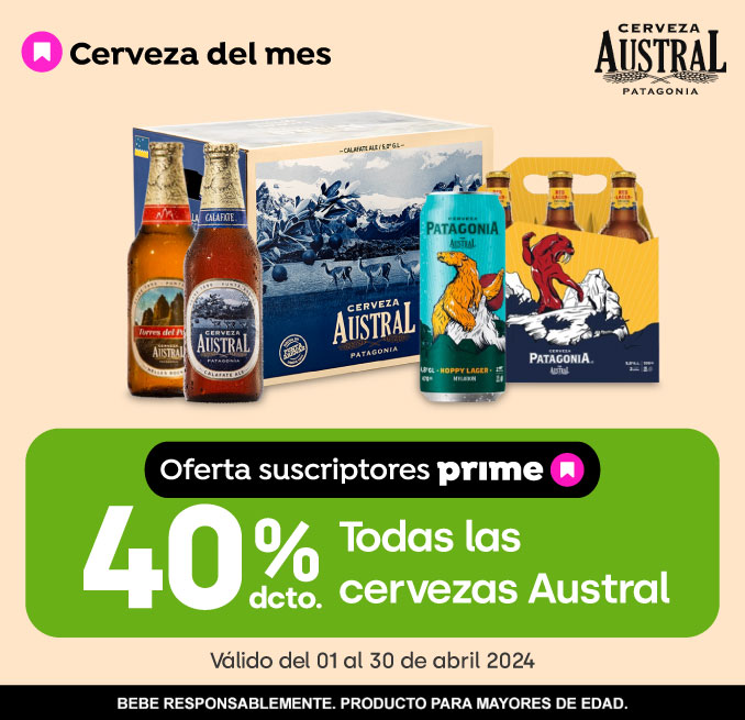 Prime - Todas las cervezas Austral 40% descto - 01-04-2024 al 30-04-2024