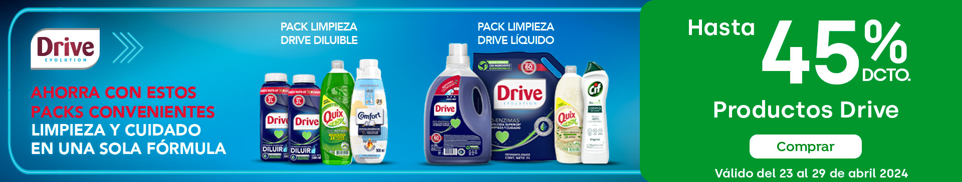 Banner ppal proveedor - Unilever - Drive hasta 45% descto - 23-04-2024 al 29-04-2024