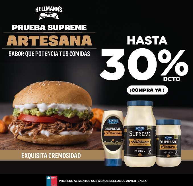 Proveedor Huincha Home - Unilever -  Mayonesa Hellman`s Supreme 30% descto - 07-05-2024 al 13-05-2024
