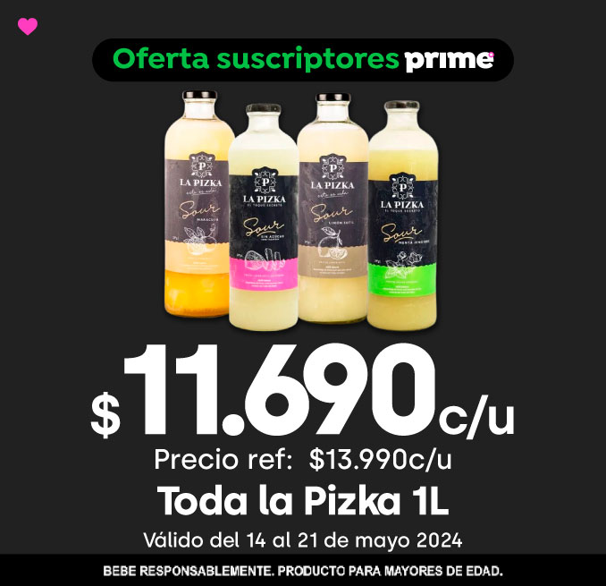 Prime - Toda La Pizka 1L $11.690 // Precio ref: $13.990 - 14-05-2024 al 21-05-2024