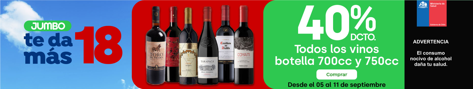 Especial - Todos los vinos botella 700cc y 750cc 40%dcto - 05-09-2024 al 11-09-2024