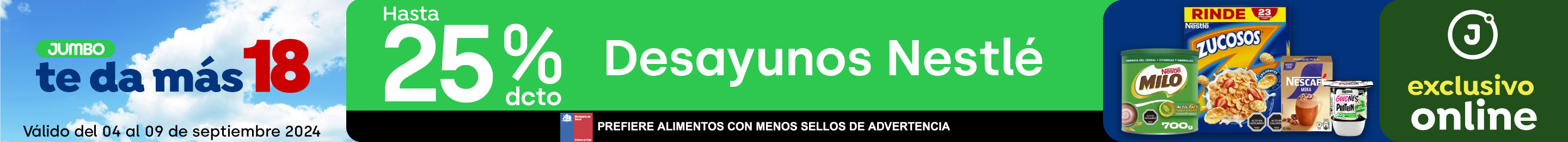 Bombazo exclusivo ecomm - Desayunos Nestlé con hasta 30% dcto - 03-09-2024 al 09-09-2024