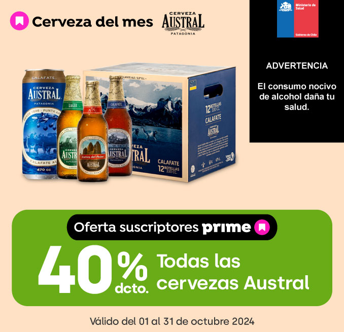 Prime - Todas las cervezas Austral 40% descto - 01-10-2024 al 31-10-2024