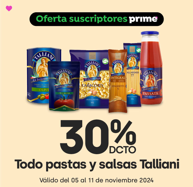 Prime week - Todo pastas y salsas Talliani 30%dcto. - 05-11-2024 al 11-11-2024