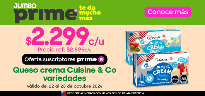 Prime - Queso crema Cuisine & Co variedades $2.299 c/u/ Precio ref. $2.899 c/u - 22-10-2024 al 28-10-2024