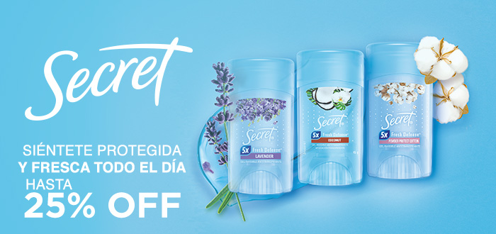 Proveedor Huincha Home - P&G - Desodorantes Secret hasta 25% descto  - 29-10-2024 al 04-11-2024