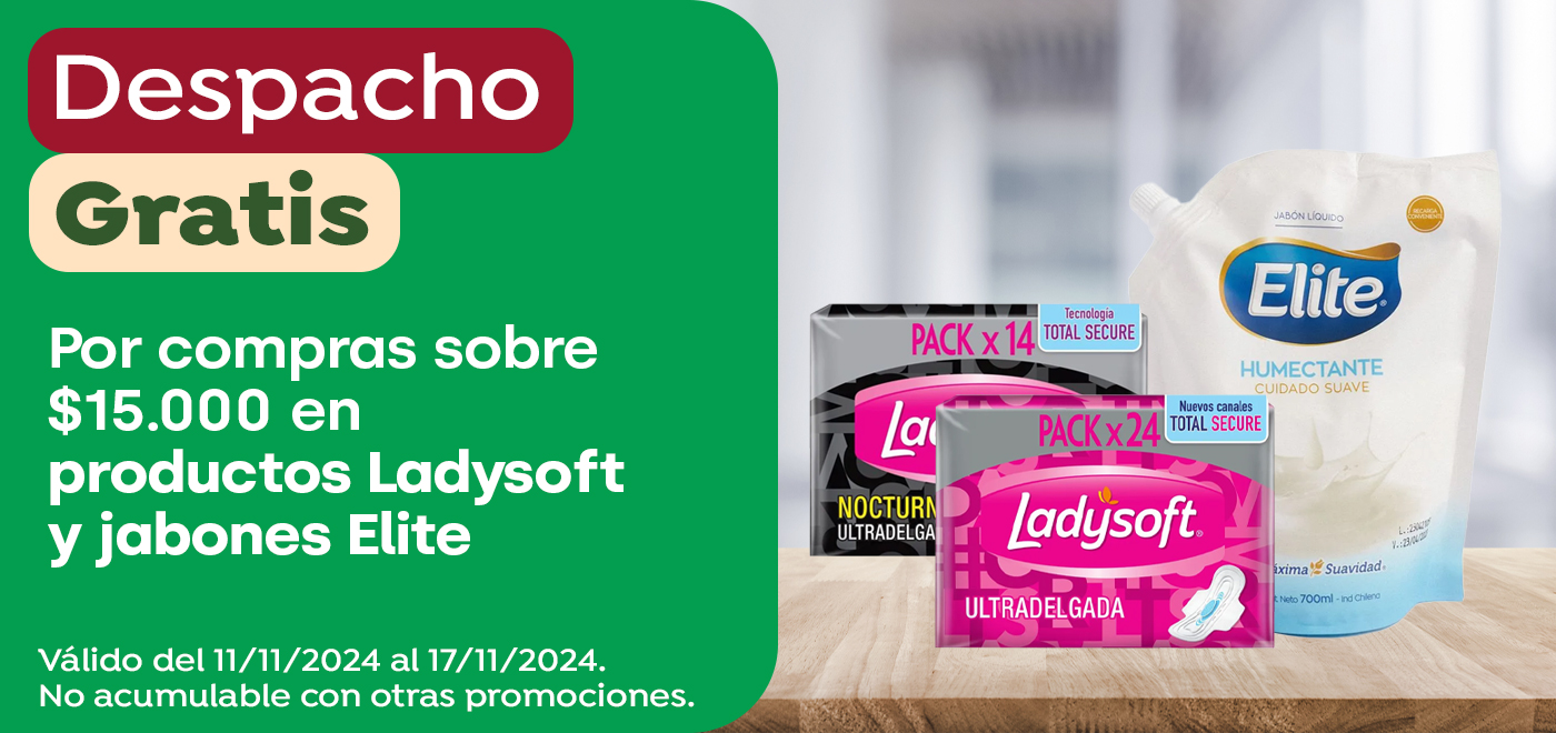 Dsp gratis - SOFTYS - Por compras sobre $15.000 en productos Ladysoft y jabones Elite - 11-11-2024 al 17-11-2024