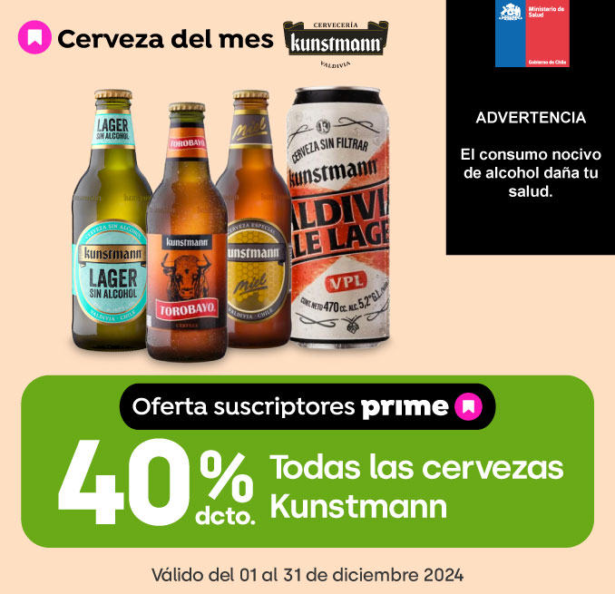 Prime - TODAS LAS CERVEZAS KUNSTMANN 40% DESCTO - 1-12-2024 al 31-12-2024