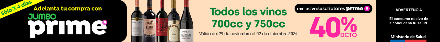 Prime - Todos los vinos 700cc y 750cc 40% descto - 29-11-2024 al 02-12-2024