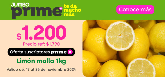 Prime - Limón malla 1kg $1.200/ Precio ref. $1.790 - 19-11-2024 al 25-11-2024