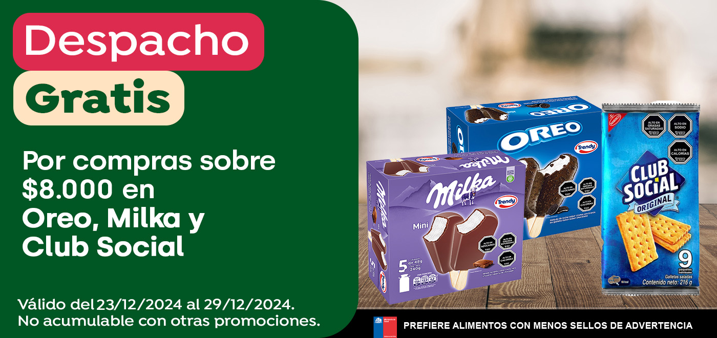 Dsp gratis - Mondelez - POR COMPRAS SOBRE 8.000 EN OREO, MILKA Y CLUB SOCIAL - 23-12-2024 al 29-12-2024