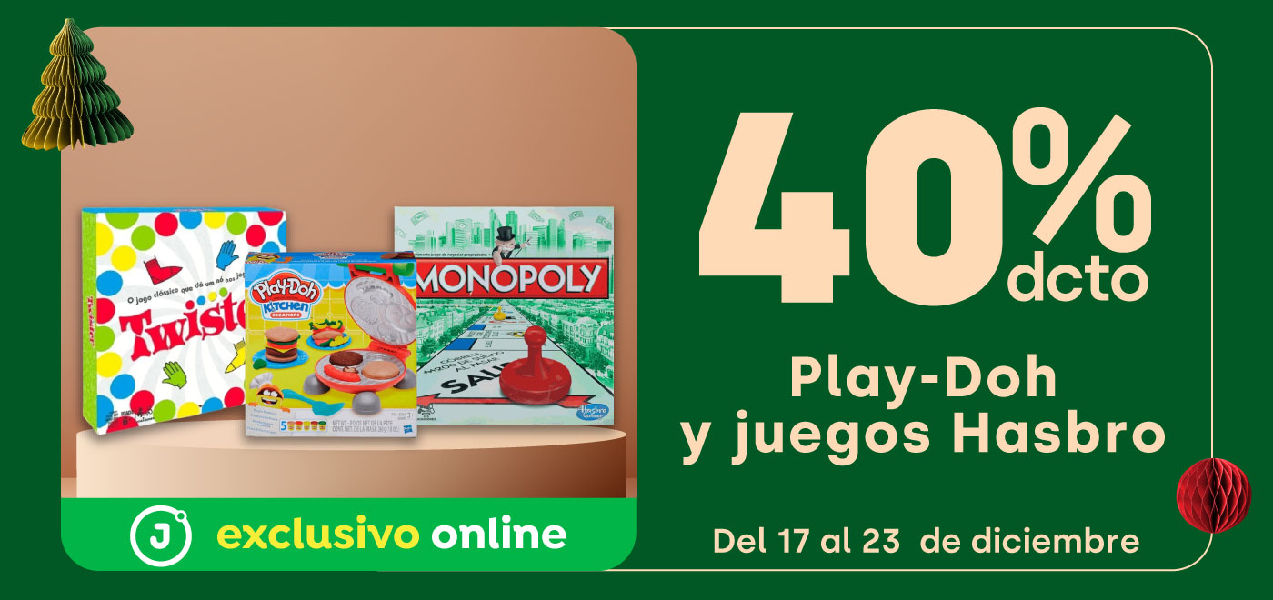 Bombazo exclusivo ecomm - 40% descto en Play-Doh y Juegos Hasbro - 17-12-2024 al 23-12-2024