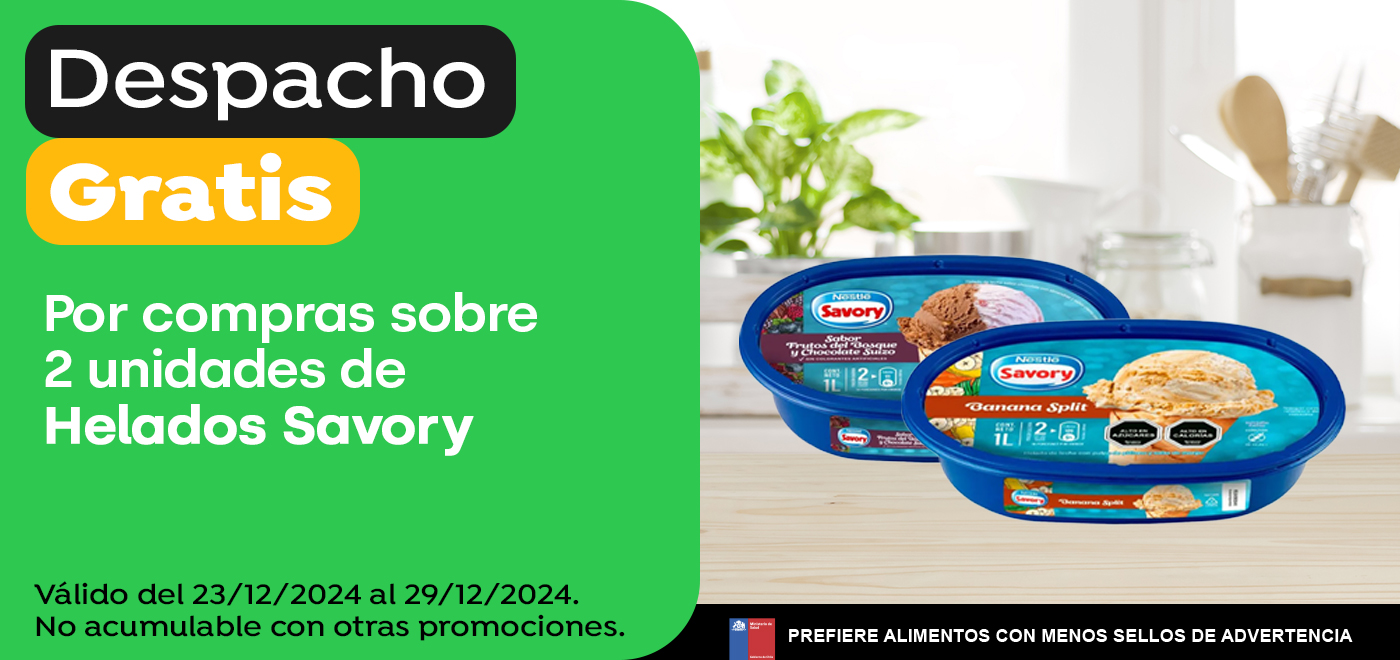 Dsp gratis - NESTLÉ - POR COMPRAS SOBRE 2 unid de HELADOS SAVORY - 23/12/2024 al 01/01/2025