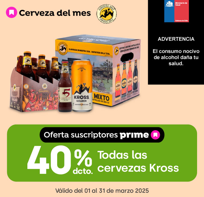 Prime - TODAS LAS CERVEZAS KROSS 40% DESCTO - 01-03-2025 al 31-03-2025