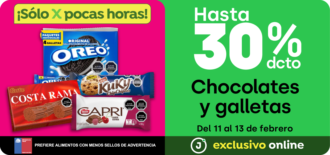 Bombazo exclusivo ecomm - Chocolates y Galletas hasta 30% dcto - 11-02-2025 al 13-02-2025