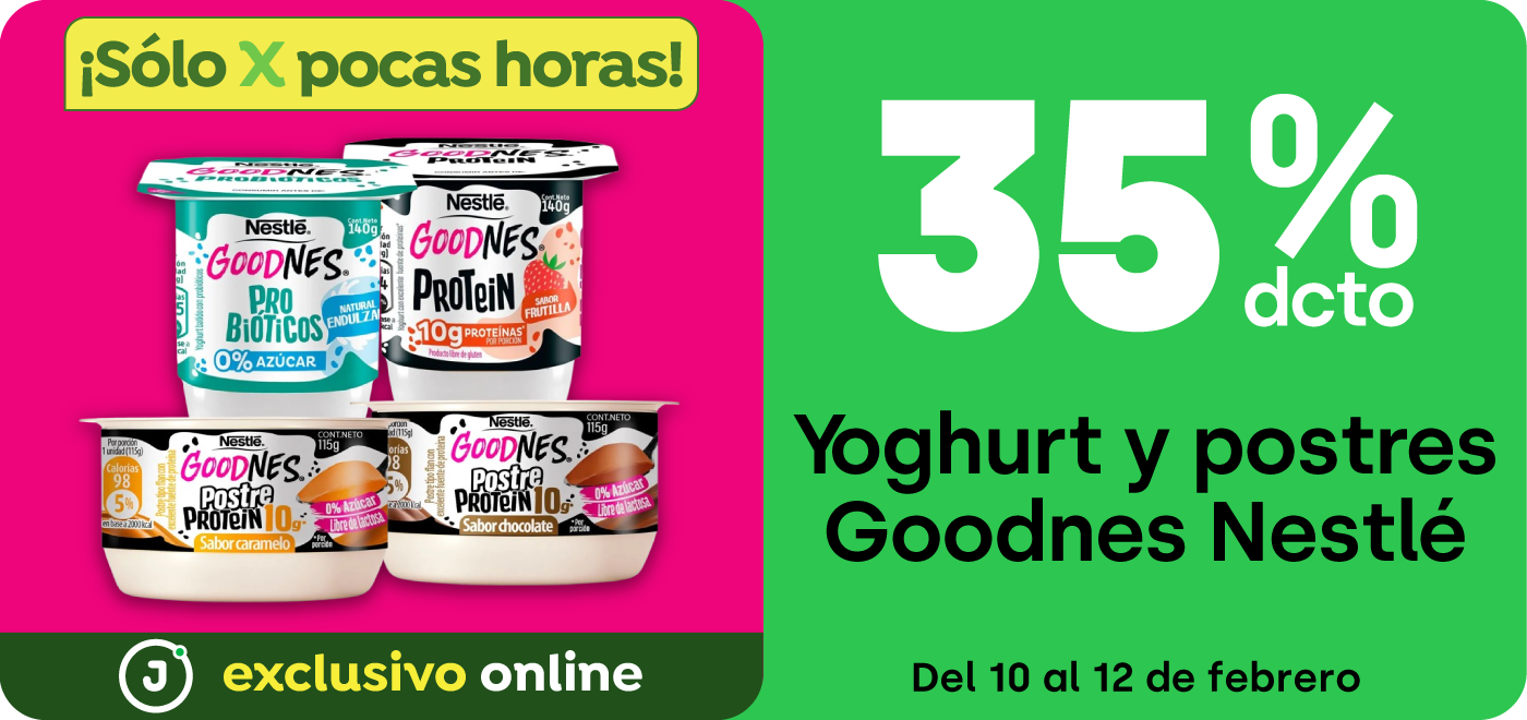 Bombazo exclusivo ecomm - 35% YOGHURT Y POSTRES GOODNES NESTLÉ - 10-02-2025 al 12-02-2025