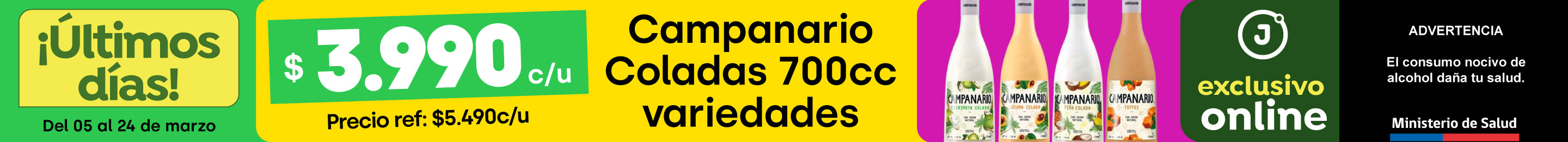 Excl - Campanario Coladas Variedades 700cc, $ 3.990 TMP - 05/03/2025 al 24/03/2025
