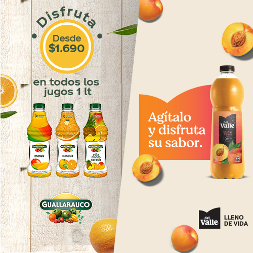 Jugos Guallarauco y Del Valle desde $1.690