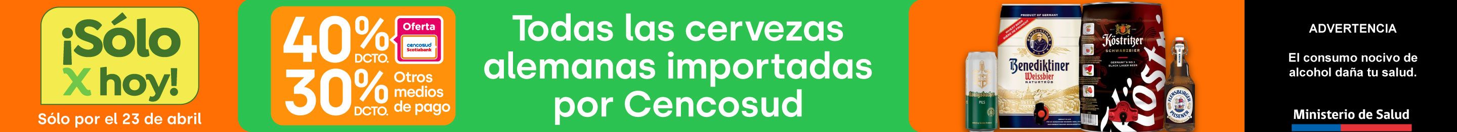 Especial - Todas las cervezas alemanas importadas por Cencosud 40%TC 30%TMP - 23-04-2025 al 23-04-2025