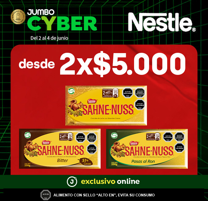 Cyber Nestlé Chocolates Sahne Nuss desde 2x $5.000