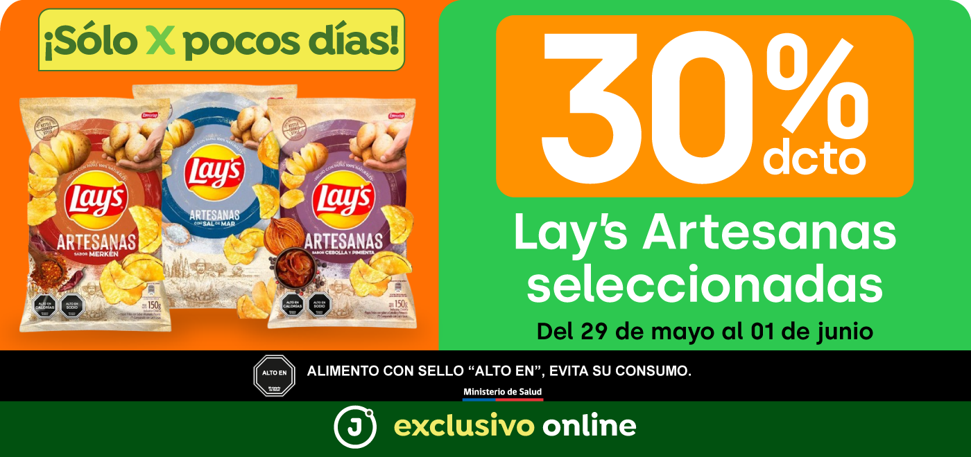 Bombazo exclusivo ecomm - Lays Artesanas Seleccionadas 30% Descto - 29-05-2025 al 01-06-2025