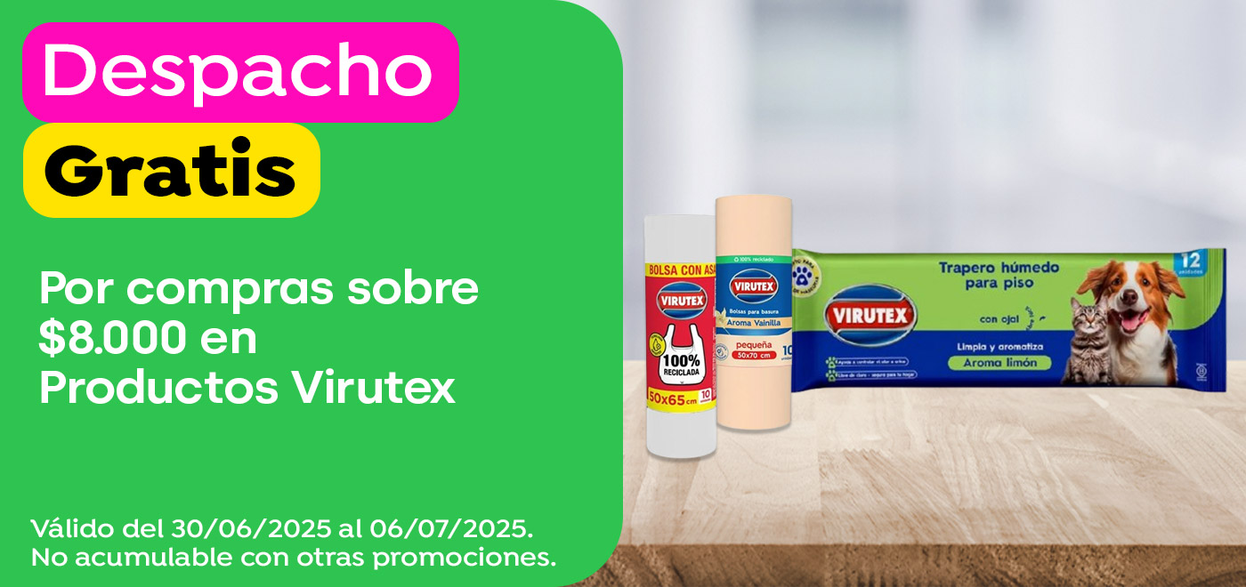 Dsp gratis - VIRUTEX - Por compras sobre $8.000 en productos Virutex - 30-06-2025 al 06-07-2025