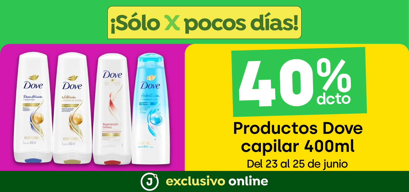 Bombazo exclusivo ecomm - Productos Dove capilar 400ml 40% descto - 23-06-2025 al 25-06-2025