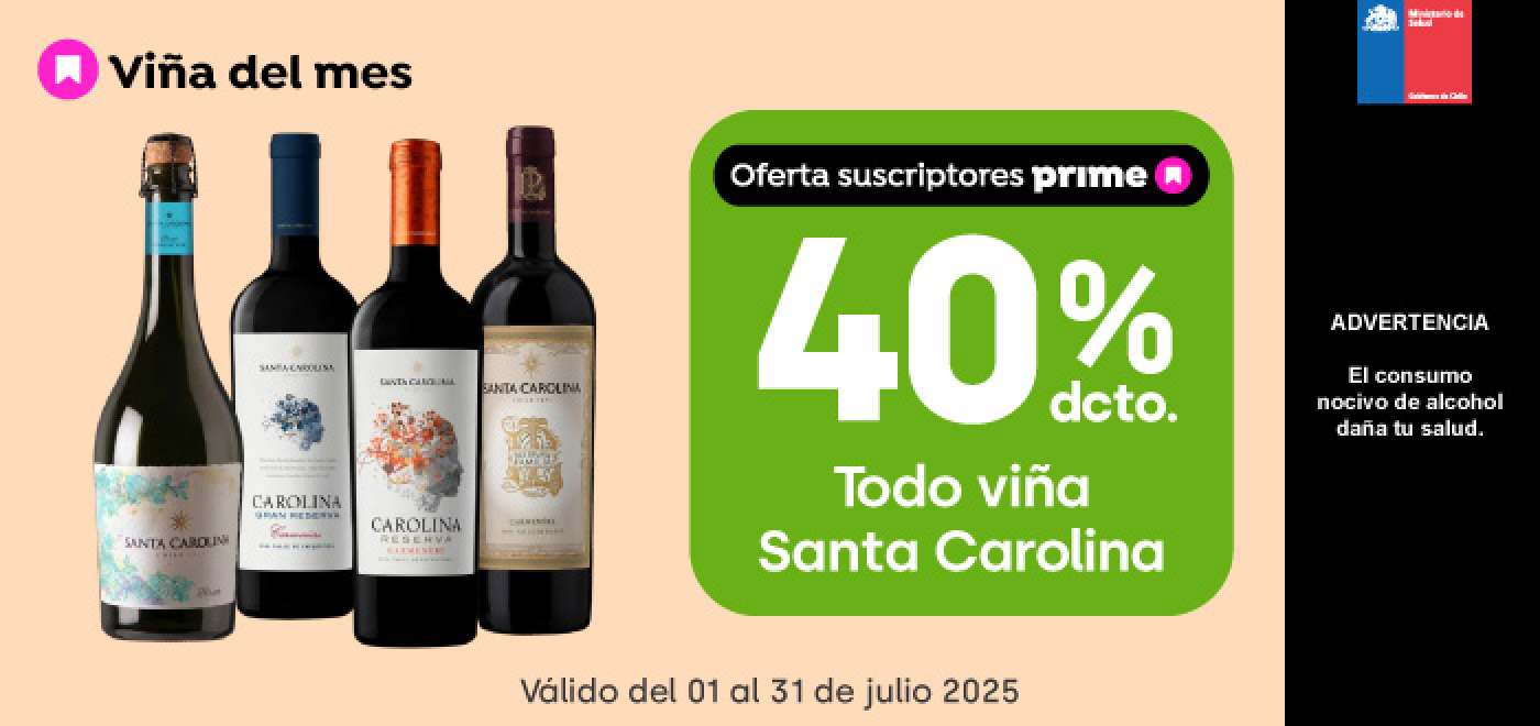 Prime - TODO VIÑA SANTA CAROLINA 40% DESCTO - 01-07-2025 al 31-07-2025