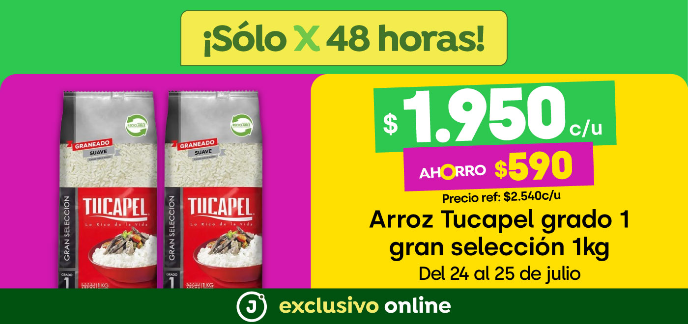 Bombazo exclusivo ecomm - ARROZ TUCAPEL G1 GRAN SELECCIÓN 1KG // $1.950 - 24-07-2025 al 25-07-2025