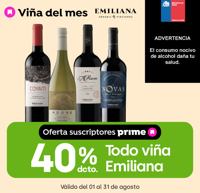 Prime - TODO VIÑA EMILIANA 40% DESCTO - 1-08-2025 al 31-08-2025