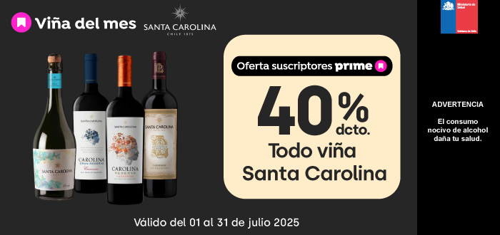 Prime - TODO VIÑA SANTA CAROLINA 40% DESCTO - 01-07-2025 al 31-07-2025