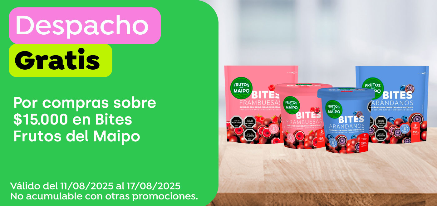 Dsp gratis - Frutos del Maipo - DESPACHO GRATIS EN BITES FRUTOS DEL MAIPO POR COMPRAS SOBRE $15.000 - 11-08-2025 al 17-08-2025