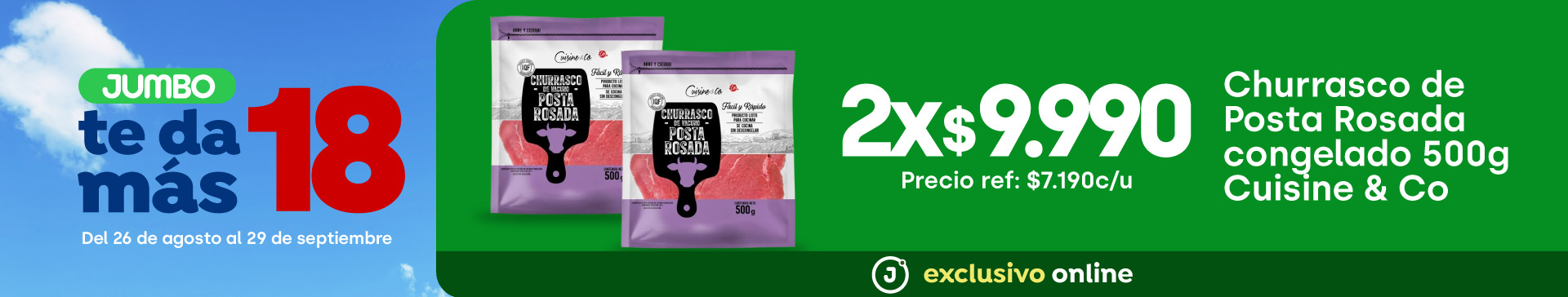 Bombazo exclusivo ecomm - Churrasco Posta Rosada congelado C&CO 500g 2x $9.990 (p.ref. $7.190) - 26-08-2025 al 01-09-2025