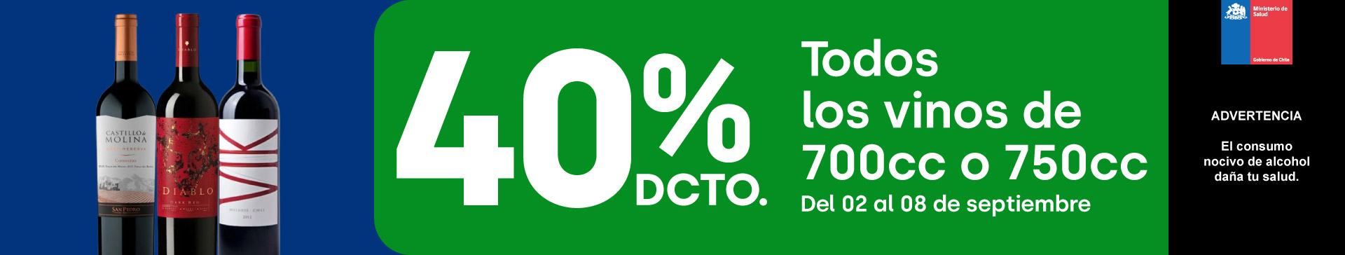 Ciclos - Todos los vinos botella 700cc o 750cc 40% dcto - 02-09-2025 al 08-09-2025