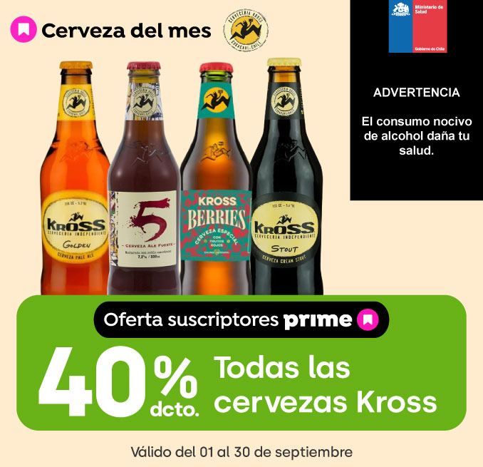 Prime - TODAS LAS CERVEZAS KROSS 40% DESCTO - 1-09-2025 al 30-09-2025