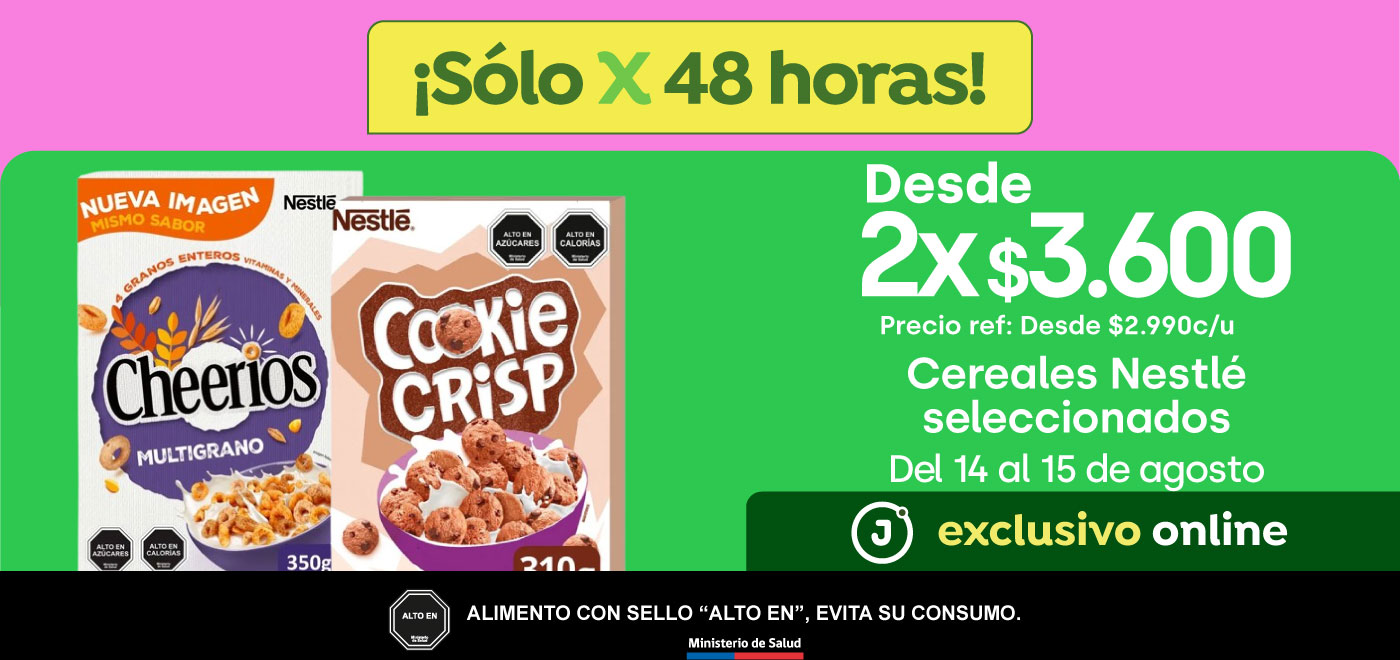 Bombazo exclusivo ecomm - Cereales Nestlé desde 2x $3.600 - 14-08-2025 al 15-08-2025