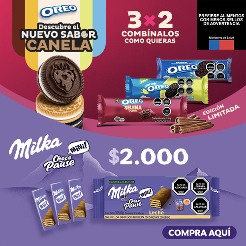 Oreo 3x2 - Milka Chocopause $2.000