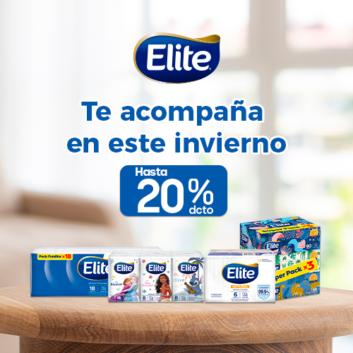 Pañuelos y faciales Elite hasta 20% dcto.